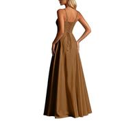 Abito Sottoveste in Raso con Scollo a V, Linea ad A, Abito da Sera Formale | Vestiti Rossi Da Cerimonia Sposa Abbigliamento Marche Ed Vestirsi Raffinati Cinquantenni 40 Medio Pinella Foto