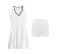 Abito Sportivo da Donna con Pantaloncini da Tennis Set da Due Pezzi Traspirante Abbigliamento da Golf for Badminton da Esterno Tuta da Palestra Nera Bianca Rosa(White,M)