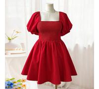 Abito stile principessa romantico, semplice, senza maniche, con schiena scoperta e fiocco, manica a lanterna, adatto a primavera/estate, per campus, vacanze, San Valentino, Pasqua, matrimonio, taglia 