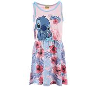 ABITO STITCH DISNEY SMANICATO BAMBINA VESTITINO SCAMICIATA ROSA IN COTONE