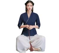 Abito Tai Chi per Donna, Uniforme Cinese Tradizionale per Meditazione Zen, Abbigliamento per Arti Marziali, Abbigliamento per Esercizi Mattutini Kung Fu,Blue-XL