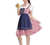 Abito tradizionale bavarese da donna, in velluto, a maniche corte, con lacci, grembiule da birra, costume da Oktoberfest per Halloween, 04-rosso, XXL