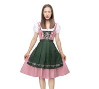 Abito tradizionale bavarese da donna, in velluto, a maniche corte, con lacci, grembiule da birra, costume da Oktoberfest per Halloween, 02-verde, 3XL