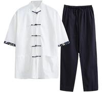 Abito Tradizionale Cinese Tang, Camicia da Kung Fu in Cotone e Lino, Abito per Arti Marziali, Camicia e Pantaloni a Maniche Corte, Taglie Forti, Abbigliamento Shaolin Tai Chi Largo