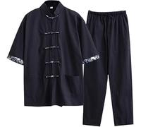 Abito Tradizionale Cinese Tang, Camicia da Kung Fu in Cotone e Lino, Abito per Arti Marziali, Camicia e Pantaloni a Maniche Corte, Taglie Forti, Abbigliamento Shaolin Tai Chi Largo