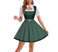 Abito tradizionale da donna Midi, abito tradizionale Dirndl da donna, rosso, con camicetta Dirndl, grembiule in pizzo, 3 pezzi, elegante vestito bavarese, raffinato abito per Oktoberfest e Carnevale