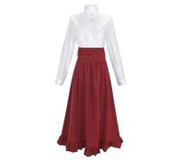 Abito tradizionale Dirndl, da donna, classico, in due pezzi, per cosplay, eventi storici, elegante costume medievale in tela di cappotto (rosso, L)