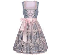 Abito tradizionale Dirndl Midi da donna, colore grigio, classico, con grembiule Dirndl, 2 pezzi, abito tradizionale bavarese, vestito elegante per Oktoberfest