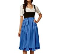 Abito tradizionale grembiule in taffetà monocolore per abbigliamento bavarese elegante per tradizioni e celebrazioni grembiule Dirndl da donna, blu, M