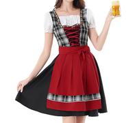 Abito tradizionale tradizionale bavarese da donna, abito bavarese da birra, a quadretti rossi, per cosplay, feste di carnevale, abbigliamento elegante per tutti i giorni in Europa medievale, Nero