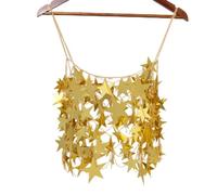 Abito trasparente con paillettes sexy Stella luccicante Gonna svasata Copricostume bikini da spiaggia Moda Dainty Costumi da bagno Party Night Club Catena per il corpo Gioielli per donna-Top dorato