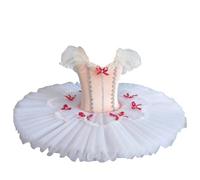 Abito tutù Bianco, tutù da Competizione per Bambini Abito da Ballo per Balletto Lago dei Cigni Ballerina Pancake Tutu Costume da Ballo per Ragazza,Bianca,120