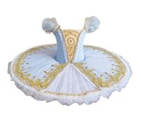 Abito tutù da Balletto Professionale per Ragazze Blu Abito da Festa in Costume da Ballo per Ballerina del Lago dei Cigni Piatto per Bambini Adulti,Blu,160