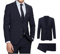Abito Uomo Blu Nero Elegante Slim Fit Vestito cerimonia Sartoriale Casual VEQUE