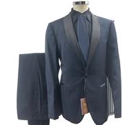 ABITO UOMO SARTORIALE SMOKING CERIMONIA SCIALLATO BLU SCURO 46 48 50 52 54 56 58