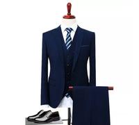 abito vestito completo blu smoking giacca pantalone gilet 3 pezzi SLIM 1124