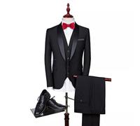 abito vestito completo nero smoking giacca pantalone gilet 3 pezzi SLIM 1124