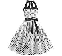 Abito vintage anni '50 da donna retrò Rockabilly Pin Up elegante Abiti senza maniche a schiena scoperta, scollo a cuore Polka Dot Trapezio Matrimonio Cocktail Serata Festa Cerimonia Casual al
