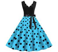 Abito vintage anni '50 da donna retrò Rockabilly Pin Up elegante Abiti senza maniche a schiena scoperta, scollo a cuore Polka Dot Trapezio Matrimonio Cocktail Serata Festa Cerimonia Casual al