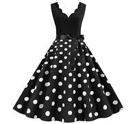 Abito vintage anni '50 da donna retrò Rockabilly Pin Up elegante Abiti senza maniche a schiena scoperta, scollo a cuore Polka Dot Trapezio Matrimonio Cocktail Serata Festa Cerimonia Casual al