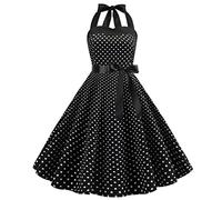 Abito vintage anni '50, da donna, stile retrò, rockabilly pin, elegante, senza maniche, con scollo a cuore, polka, pois, trapezio, matrimonio, cocktail, sera, feste, cerimonia, casual, lunghezza al
