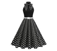 Abito vintage anni '50 Pin Up da donna, abito da donna con guinguette, anni '50, abito rockabilly, senza maniche, a pois, abiti da cocktail swing per carnevale, ballo di fine anno, serale, guinguette
