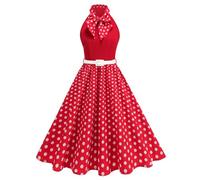 Abito vintage anni '50 Pin Up da donna, abito da donna con guinguette, anni '50, abito rockabilly, senza maniche, a pois, abiti da cocktail swing per carnevale, ballo di fine anno, serale, guinguette