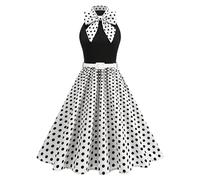 Abito vintage anni '50 Pin Up da donna, abito da donna con guinguette, anni '50, abito rockabilly, senza maniche, a pois, abiti da cocktail swing per carnevale, ballo di fine anno, serale, guinguette
