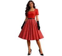 Abito vintage anni '50 Pin Up da donna, abito da guinguette, da donna, anno 50, abito rockabilly, anni '50, maniche corte, a pois, abiti da cocktail swing per carnevale, ballo di fine anno, sera