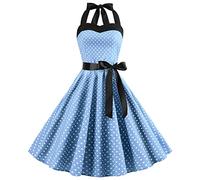 Abito vintage anni '50 retrò Rockabilly Pin Up senza maniche, schiena scoperta, scollo a cuore Polka Dot Trapezio per matrimonio, cocktail, serata, festa, cerimonia, casual