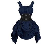 Abito vintage da donna, stile 01, retrò, medievale, gotico, rinascimentale, vittoriano, fata, strega, elfo, cosplay, feste, carnevale, Halloween, Blu, M