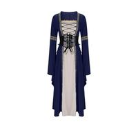 Abito vintage da donna, stile 15, retrò, medievale, gotico, rinascimentale, vittoriano, fata, strega, elfo, cosplay, feste, carnevale, Halloween, Blu scuro, XL