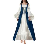 Abito vintage da donna, stile 28, retrò, medievale, gotico, rinascimentale, vittoriano, fata, strega, elfo, cosplay, feste, carnevale, Halloween, Blu, S
