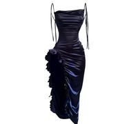Abito vintage da donna, stile 52, retrò, medievale, gotico, rinascimentale, vittoriano, fata, strega, elfo, cosplay, feste, carnevale, Halloween, Blu, S