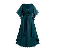 Abito vintage da donna, stile 71, retrò, medievale, gotico, rinascimentale, vittoriano, fata, strega, elfo, cosplay, feste, carnevale, Halloween, Blu scuro, M