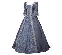 Abito vittoriano donna abito medievale donna taglia grande piega cucito in pizzo cintura reggiseno con lacci rinascimentale costume maniche corte retrò corsetto collo quadrato principessa gonna