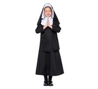 Abitudine di suora,Costume da suora per bambini - Nero Madre Cattolica Sorella Sacerdote Maria Suora Abitudine Halloween Cosplay Vestito Vestito Vestito