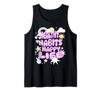 Abitudini Sane Vita Felice Messaggio Retro Canotta