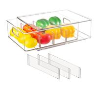 Abiudeng eRefrigerator - Contenitore portaoggetti con cassetto estraibile, grande, impilabile, con manico, senza BPA, per congelatore, armadietto, cucina, dispensa