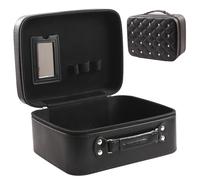 Abiudeng Trousse per trucchi, borsa da viaggio professionale, organizer portatile per cosmetici, pennelli da trucco, accessori da viaggio, C-nero, Large