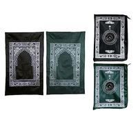 Abiyou 2 Pieces Tappeto da Preghiera, Tappeto da Preghiera Musulmano, Tappeto da Preghiera Islamico da Viaggio con Bussola, per la Preghiera Musulmana, Ramadan, Eid al-Fitr (Verde,Nero)