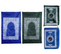 Abiyou 2 Pieces Tappeto da Preghiera, Tappeto da Preghiera Musulmano, Tappeto da Preghiera Islamico da Viaggio con Bussola, per la Preghiera Musulmana, Ramadan, Eid al-Fitr (Verde,Blu)