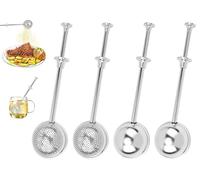 Abiyou 4PCS Infusore da Tè a Forma di Sfera, Ø 5CM Infusore per Il Tè a Forma di Sfera con Manico Telescopico, Colino da Tè in Acciaio Inox, per Losen Tè, Zucchero, Farina, Spezie, Cacao in Polvere