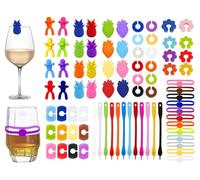 Abiyou 80 Pezzi Segnabicchieri Silicone, Identificatore del Bicchiere di Vino, Marcatori per Vetro, Silicone Marcatori Segna, Marcatori per Bicchieri da Vino, per Varie Tazze,Forniture per Decorazioni
