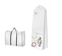 Abiyou Borsa Abiti da Sposa, Borsa Porta Abiti Lungo, Traspirante Custodia Porta Abiti, Copriabiti Antipolvere, Borsa per Abiti da Sposa, Custodie per Abiti Lunghi, per Abiti da Sposa, Abiti(Bianco)