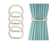 Abiyou Fermatenda Magnetici Resistenti, 4 Pezzi Fermi per Tendaggi, Fascette Magnetici per Tende, Fermatenda Magnetiche, Magnetico Fermatende Corda, Fermatende Magnetici, per Soggiorno,Ufficio(Bianco)