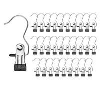 Abiyou Grucce Metallo Ganci con Pinza, 30 Pezzi Grucce Ganci a Clip, Mollette Portatili in Metallo Appendino, Ganci per Bucato, Grucce Ganci con Pinza da Appendere, per Abiti, Scarpe, Pantaloni (Nero)