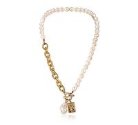 ABJFJE Collana girocollo con ciondolo di perle barocche, delicato ciondolo a forma di angelo, girocollo in oro, per donne, matrimonio, punk, lazo, grosso, spesso, catena con chiusura a catena
