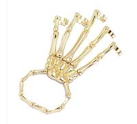 ABJFJE Moda esagerato metallo teschio dito osso braccialetto punk Halloween Wristband teschio dita scheletro braccialetti horror gotico fantasma artiglio gioielli ornamenti per le donne, Metallo