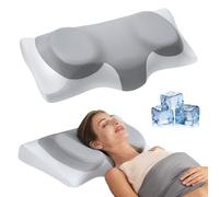 ABLEGRID Cuscino cervicale in memory foam, cuscino sagomato per dolore al collo e alle spalle, cuscino ergonomico per il letto, cuscino di supporto sagomato per chi dorme di lato, schiena e stomaco